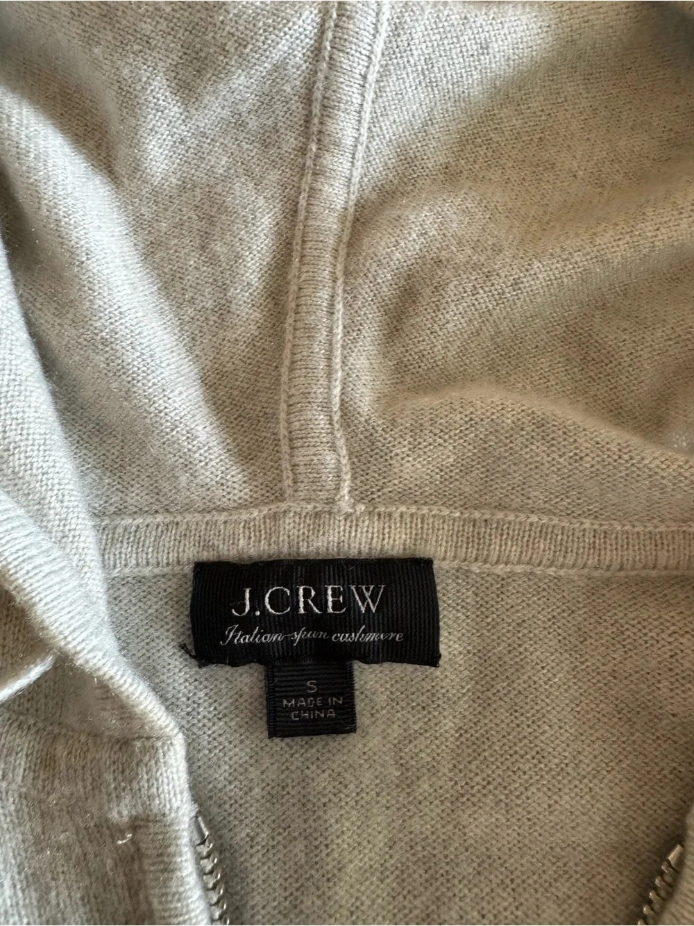 J. Crew Light Gray 100% Italian Cashmere Full Zip Hoodie